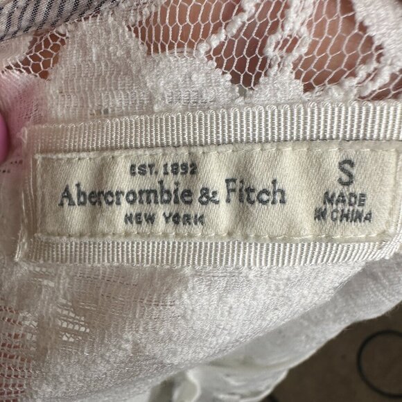Abercrombie & Fitch Y2K Womens Lace Sheer Top Short Sleeve White Size Small - Picture 5 of 10